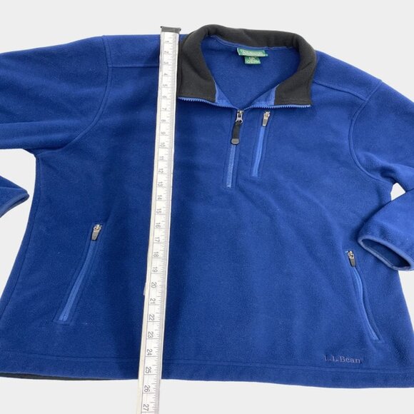 L.L. Bean Polartec Blue 1/4 Zip Fleece Pullover Sweater Jacket Men's Medium M - Picture 8 of 9